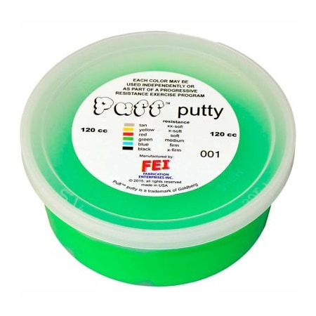 Fabrication Enterprises Puff LiTE Color-Coded Exercise Putty, Medium, Green, 120cc 10-1423